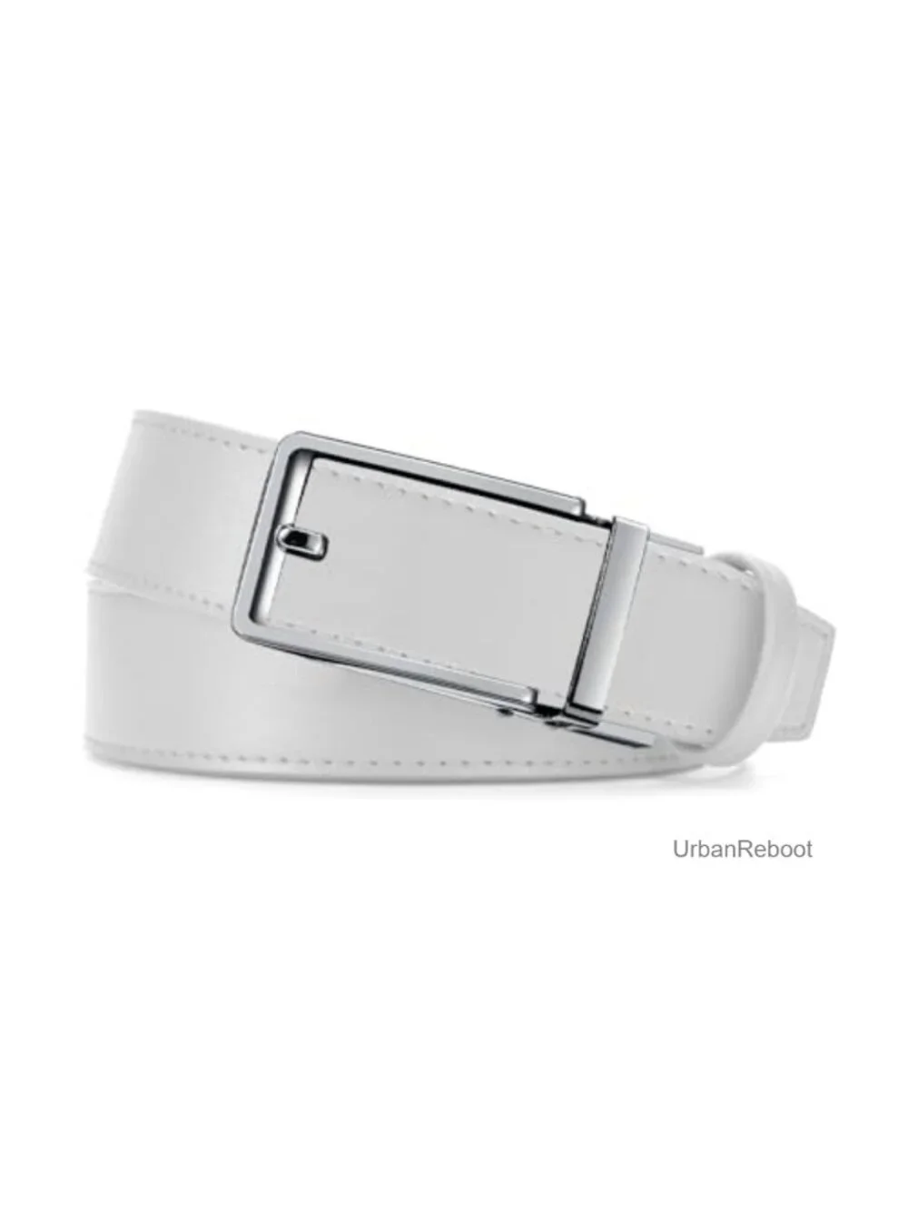 Men's Ratchet Leather Dress Belt, Adjustable Slide Buckle, 1 3/8